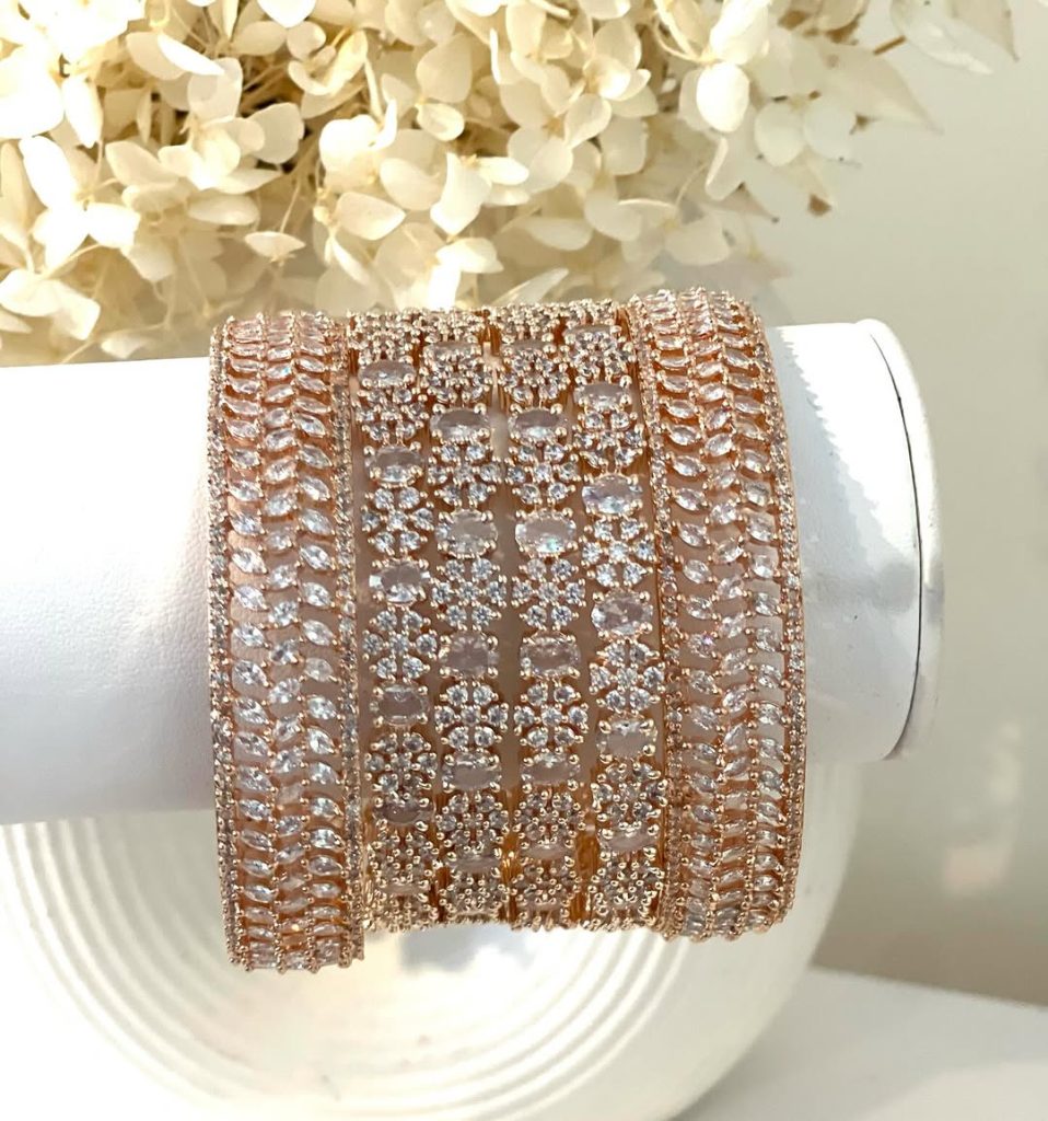 Rose Gold American Diamond (AD) Statement Bangles