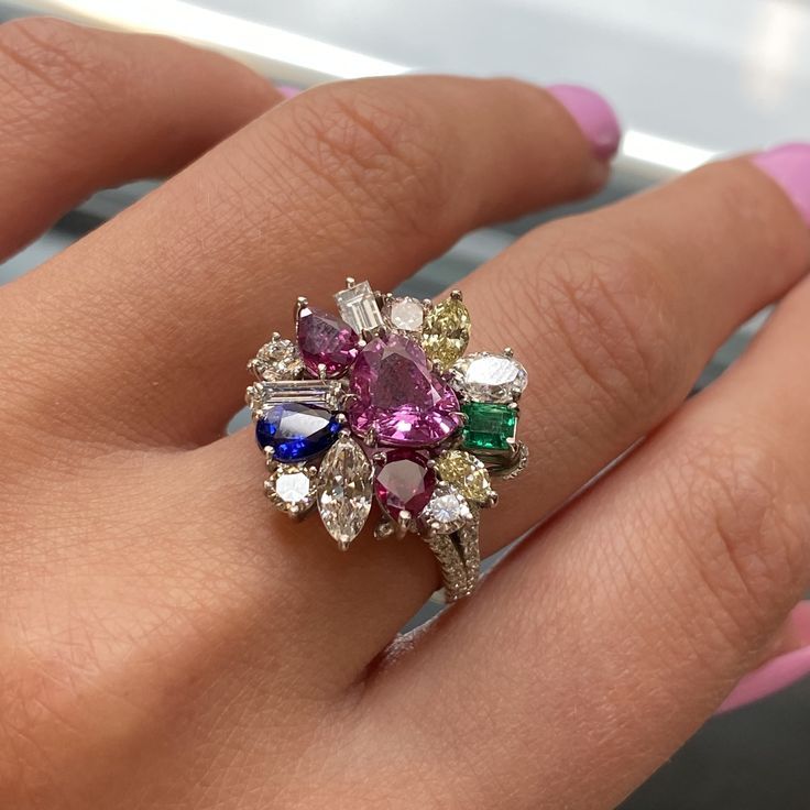 Colorful cocktail ring