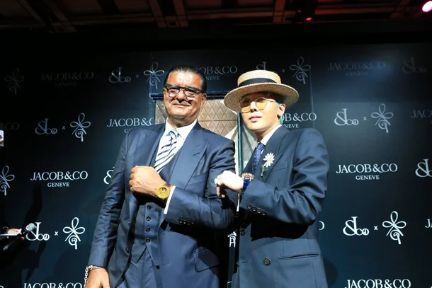 (From left) Chairman Jacob Arabo, founder of Jacob & Co., with G-Dragon