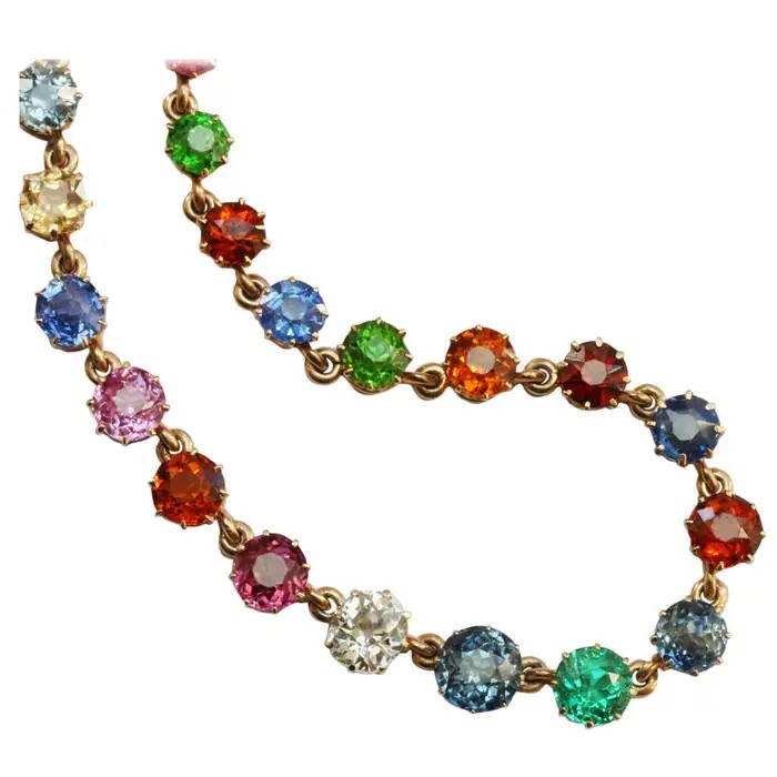 colorful gemset gold edwardian necklace