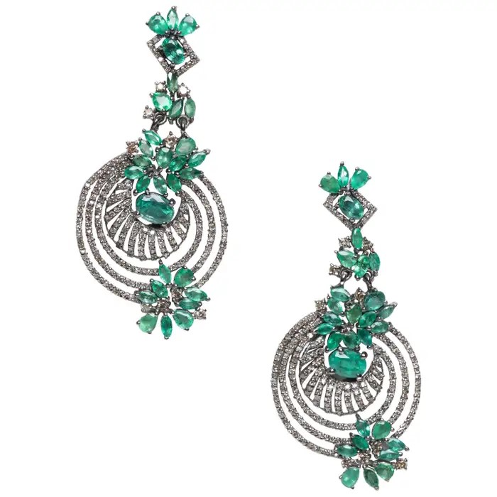 emerald and diamond chandelier earrings