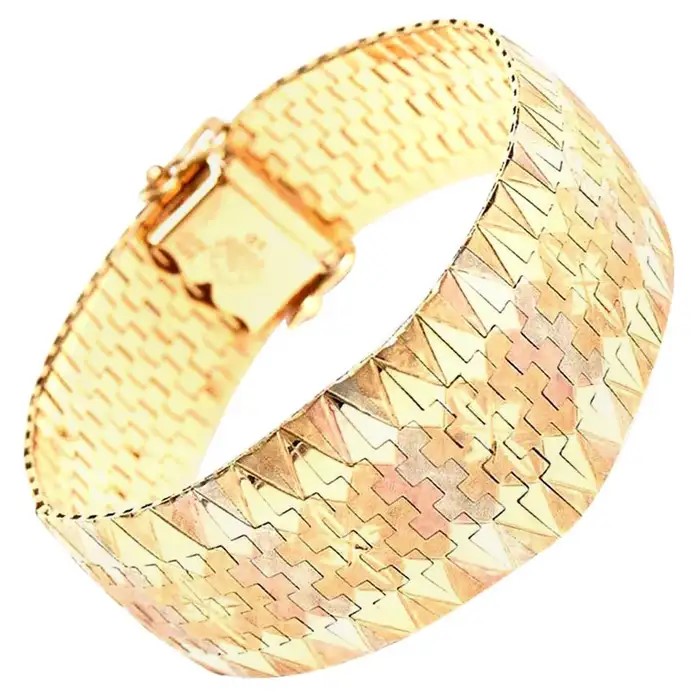 gold diamond patterned cuff bracelet
