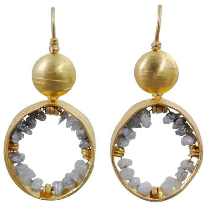 gold and diamond drop hoop