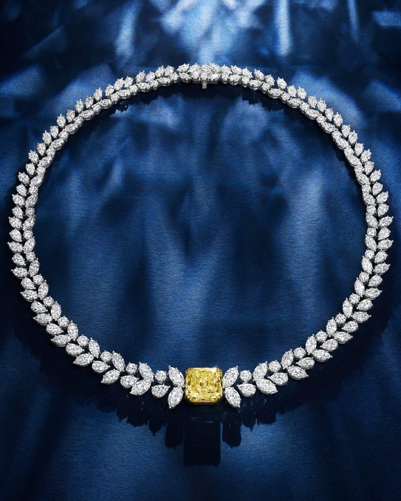 harry winston cluster necklace jewelry with yellow diamond