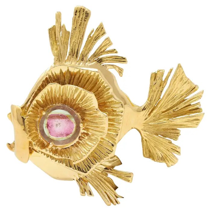 watermelon tourmaline jewelry fish brooch