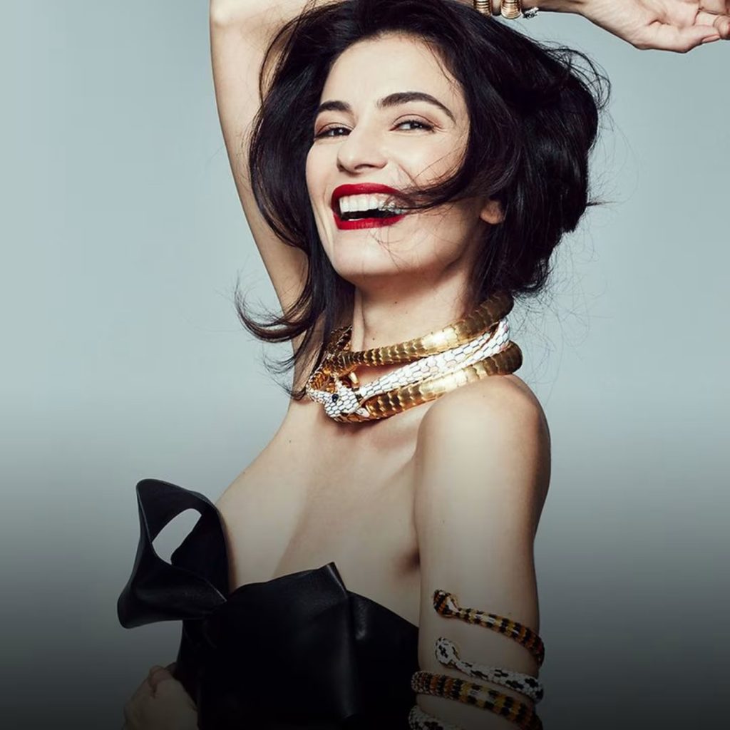woman wearing bvlgari serpenti necklace and bracelets