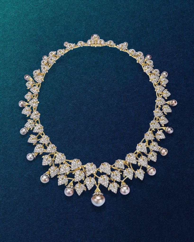 tiffany peal and diamond necklace