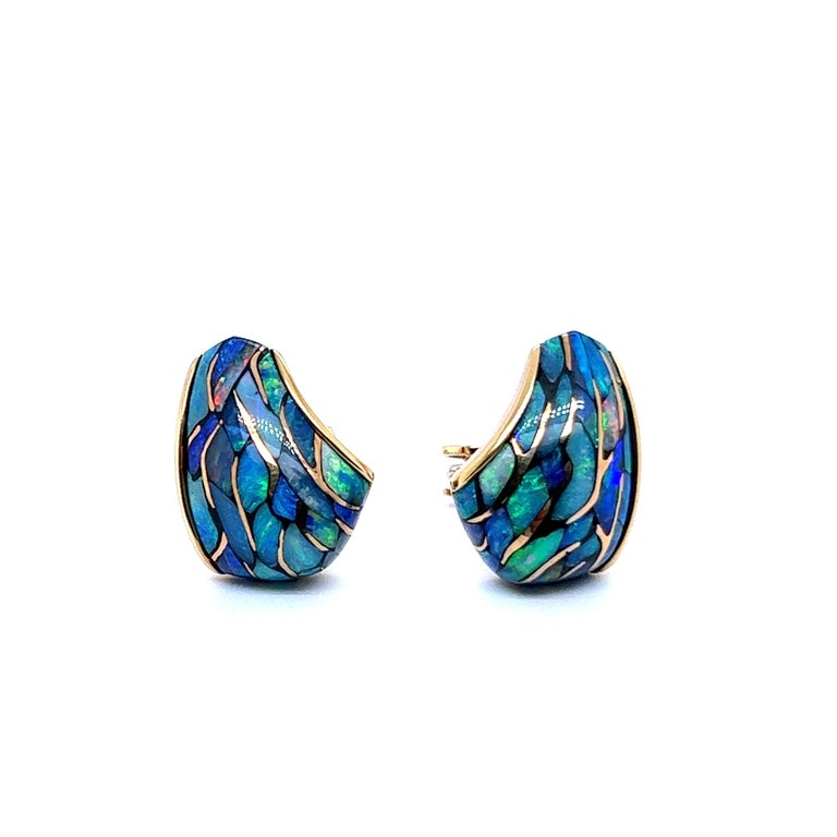 black opal clip on earrings