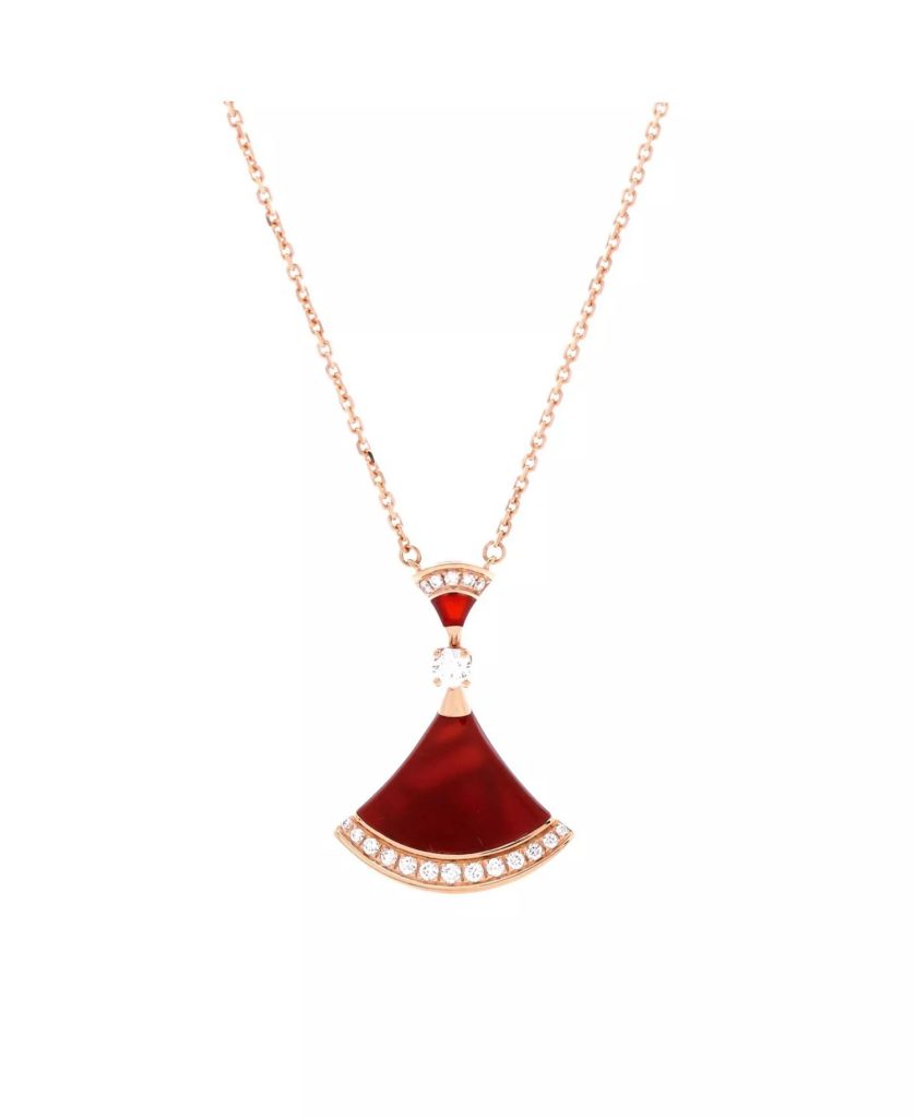 Bvlgari Divas' Dream Pendant Necklace wth Carnelian and Diamonds holiday jewelry gifts