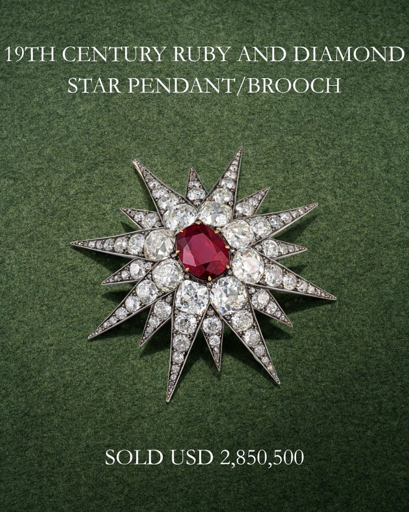 ruby and diamond star pendant brooch christie's 
