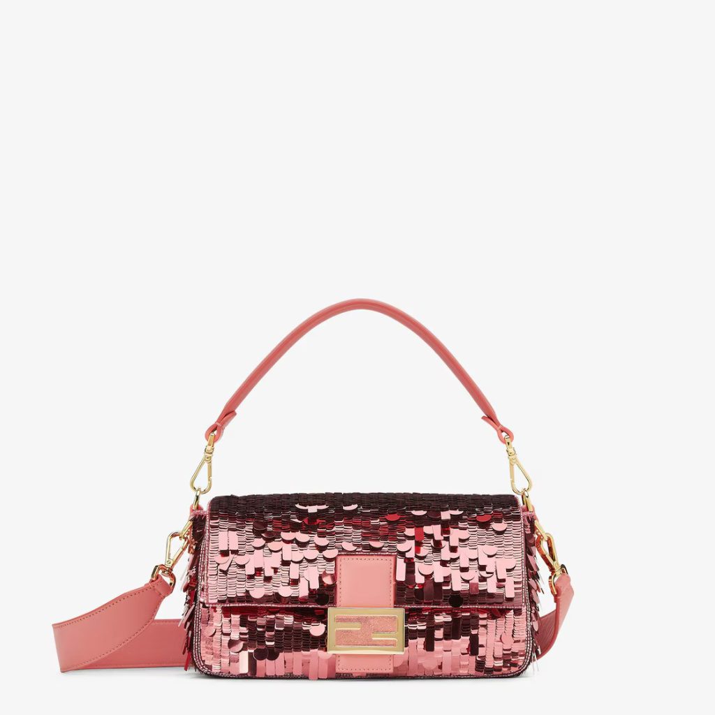 fendi baguette
bag embroidered with pink sequins