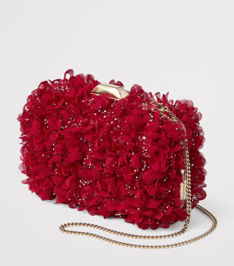 jimmy choo
flower-embellished cloud clutch bag