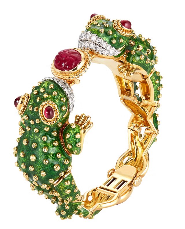 david webb frog cuff with enamel