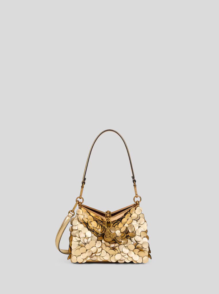 etro small leather vela bag with laminated sequins