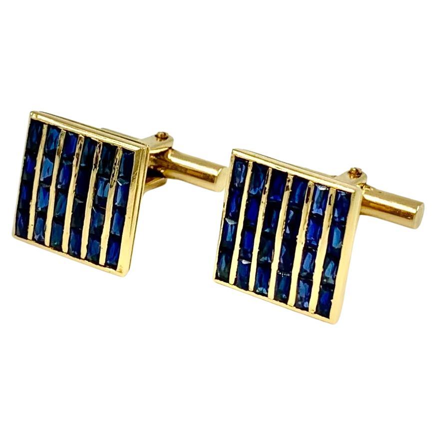 french cut sapphire cufflinks for men