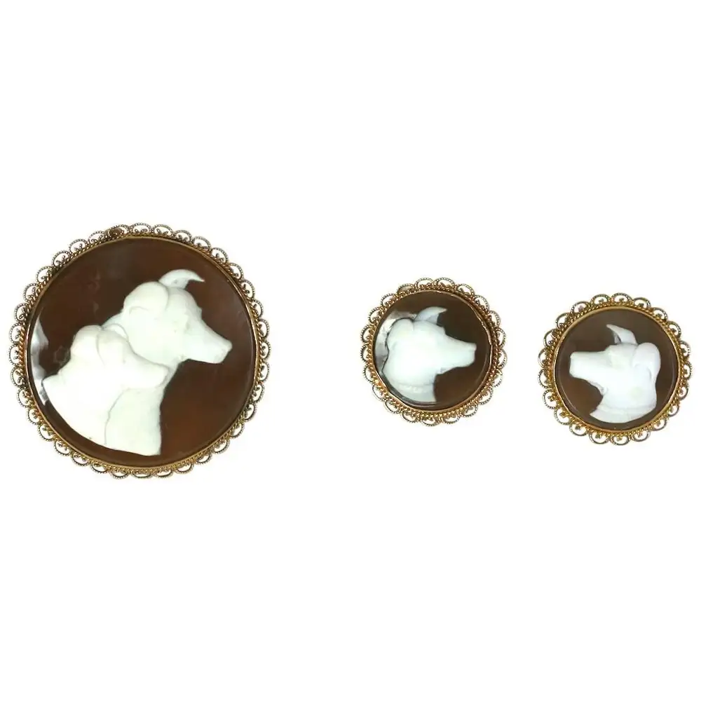 cameo dog brooch