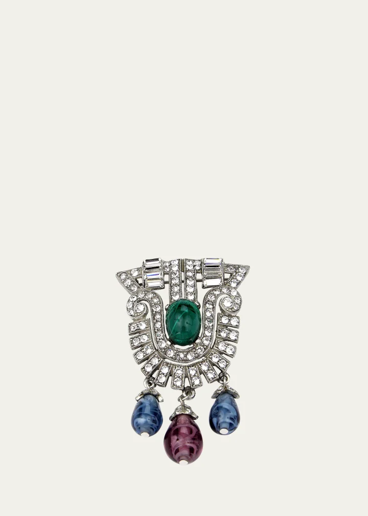 crystal multi-colored brooch for mens suit