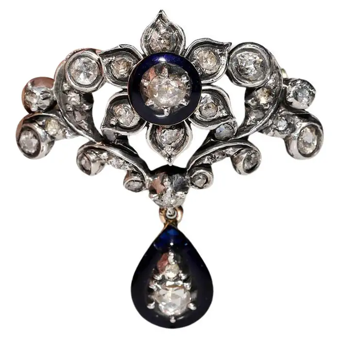antique rose-cut diamond brooch for mens suit