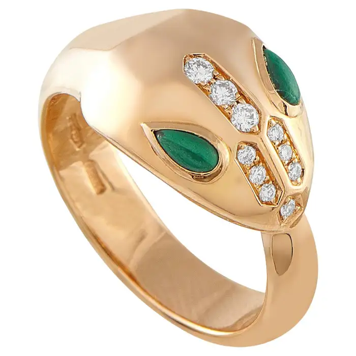 bvlgari serpenti malachite ring for valentine's day jewelry gift
