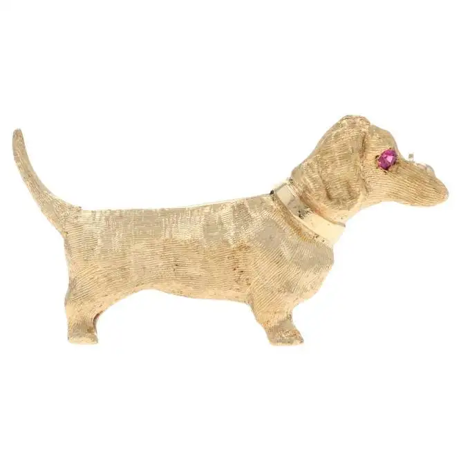 yellow gold dog brooch