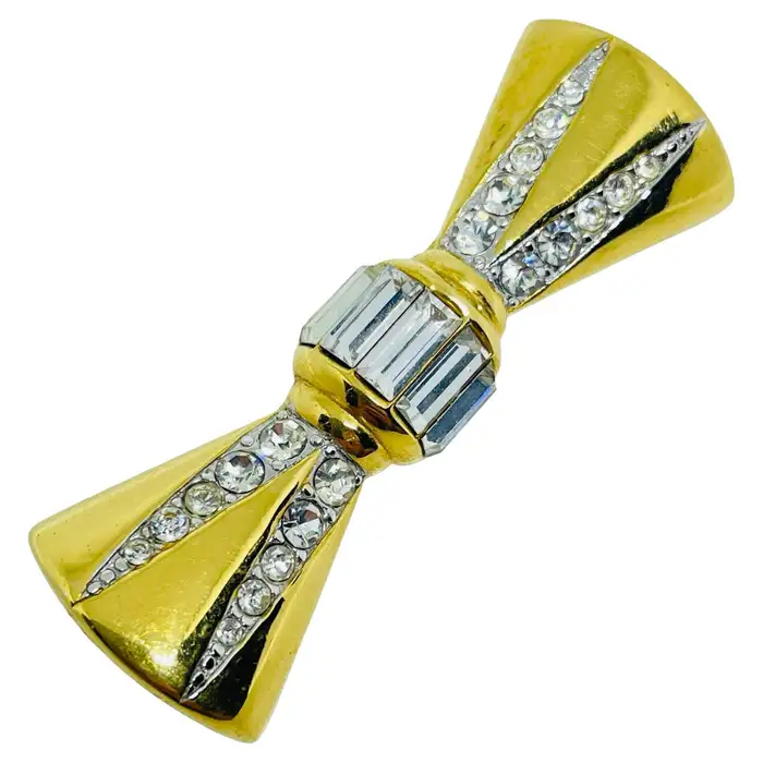 gold tone bow brooch for men suit