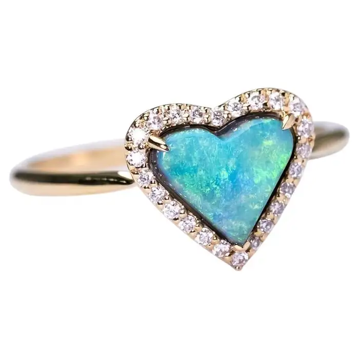 heart shaped black opal ring