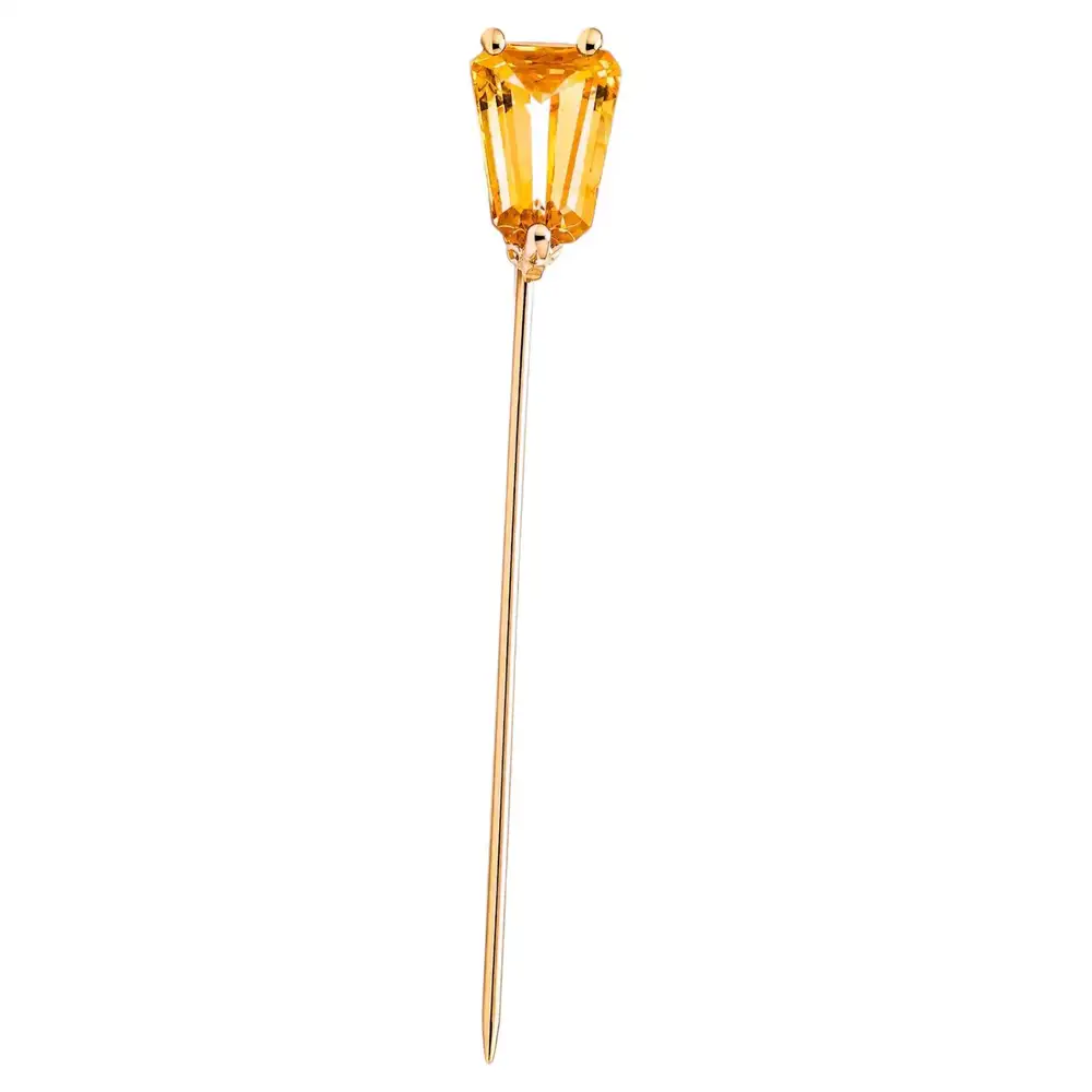 yellow gold and yellow sapphire pin