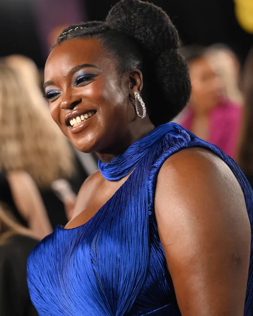 wunmi mosaku at the 2026 bafta awards in moussaieff jewelry
