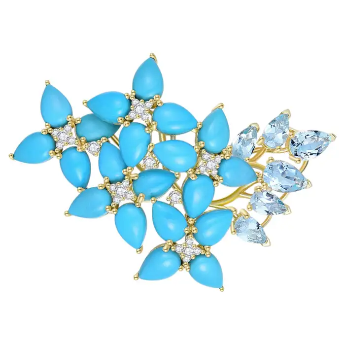 turquoise and aquamarine brooch jewelry march birthstone 