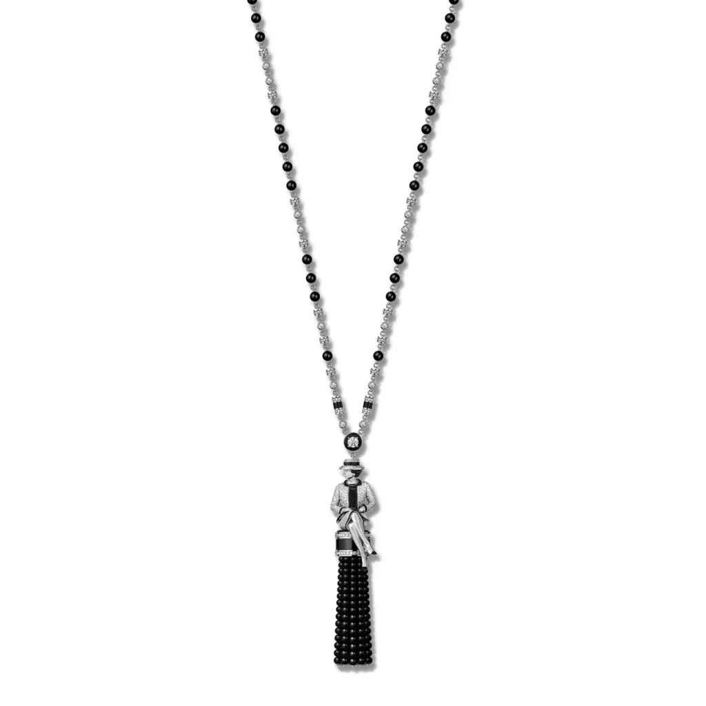 chanel long necklace with diamonds