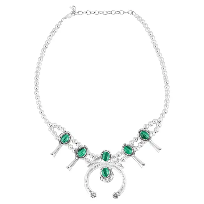 malachite necklace with sterling silver