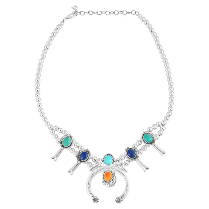 silver multicolored gemstone necklace 