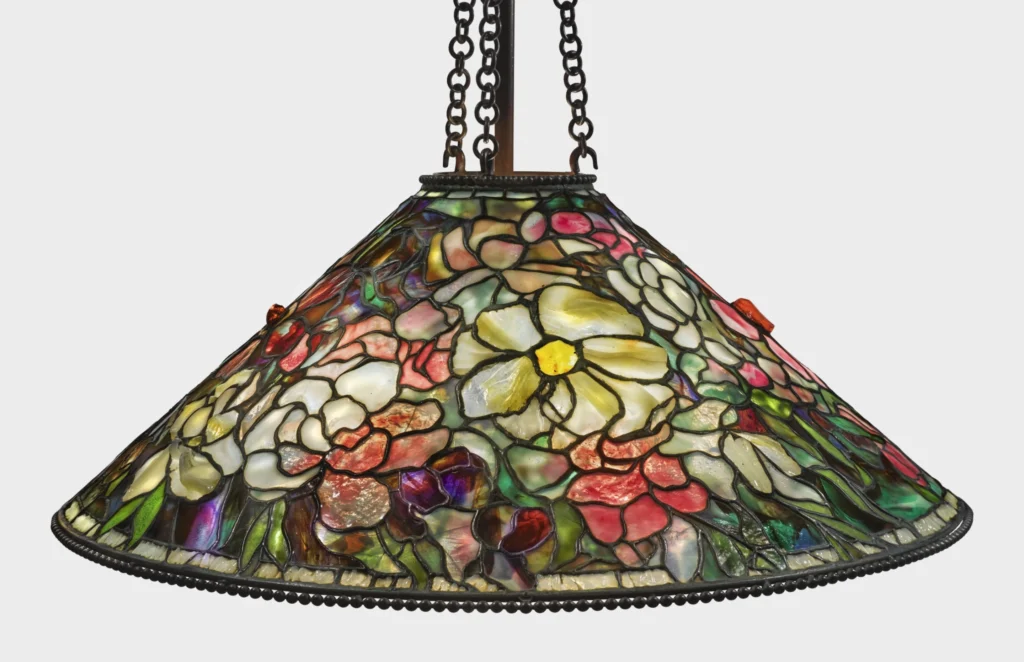 tiffany glass peony chandelier lamp