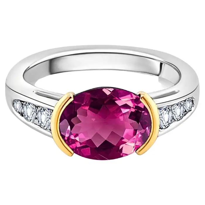 rubellite and diamond east west rings