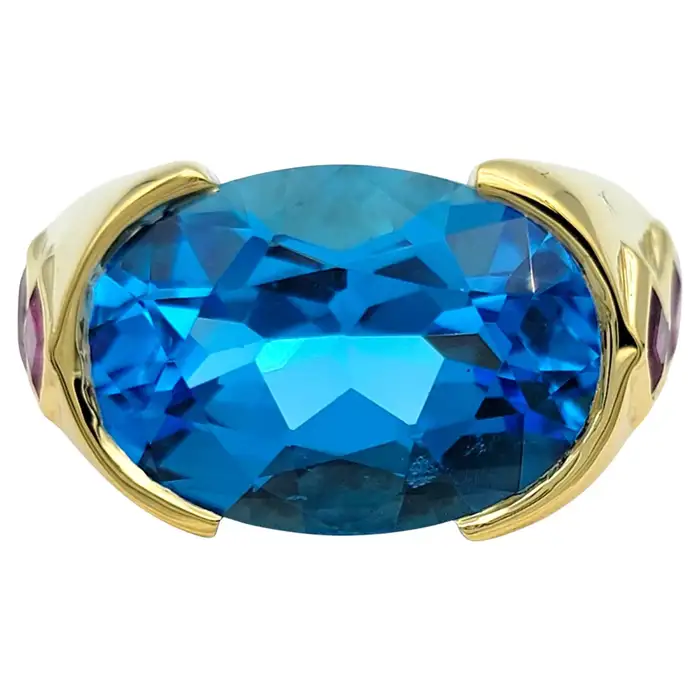 topaz east west ring with yellow gold