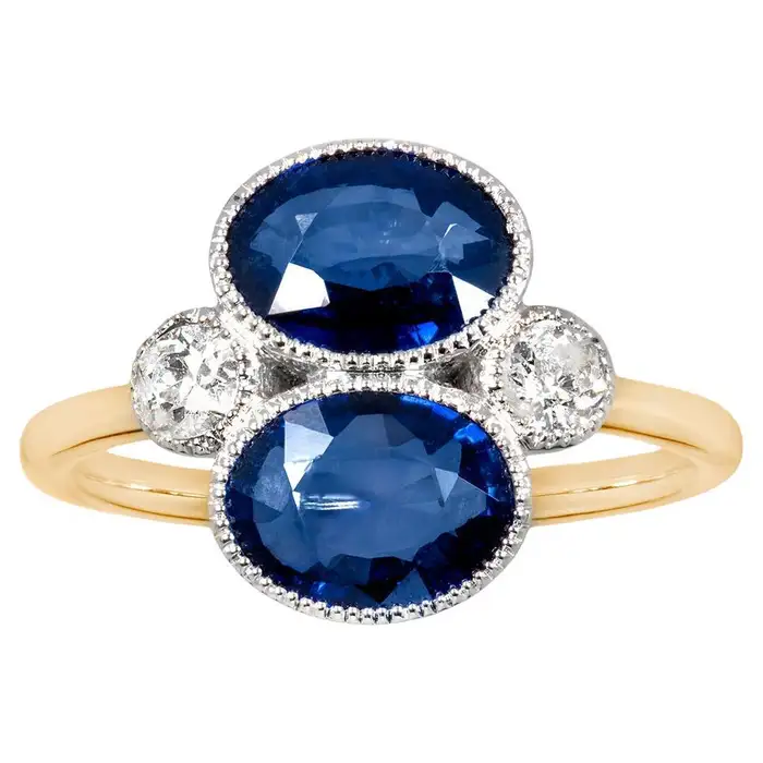 twin sapphire and diamond ring