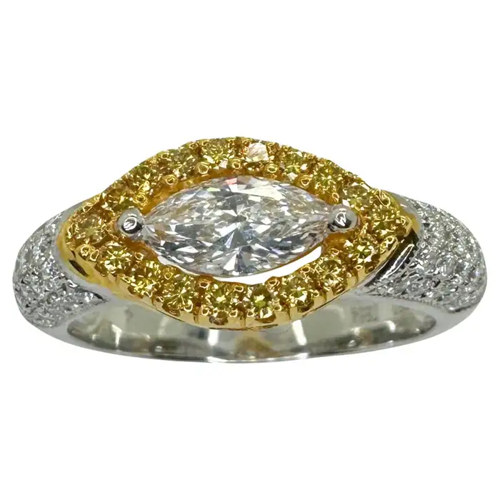 yellow and white diamond ring