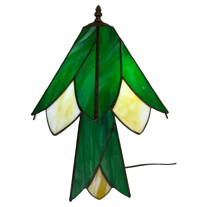 art deco green and off white lamp