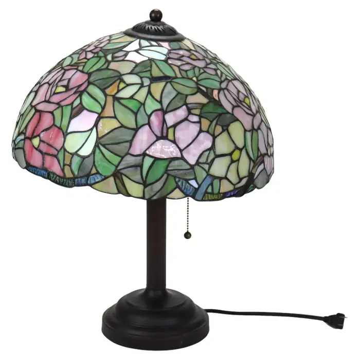 arts & crafts leaded stained glass table lamp 