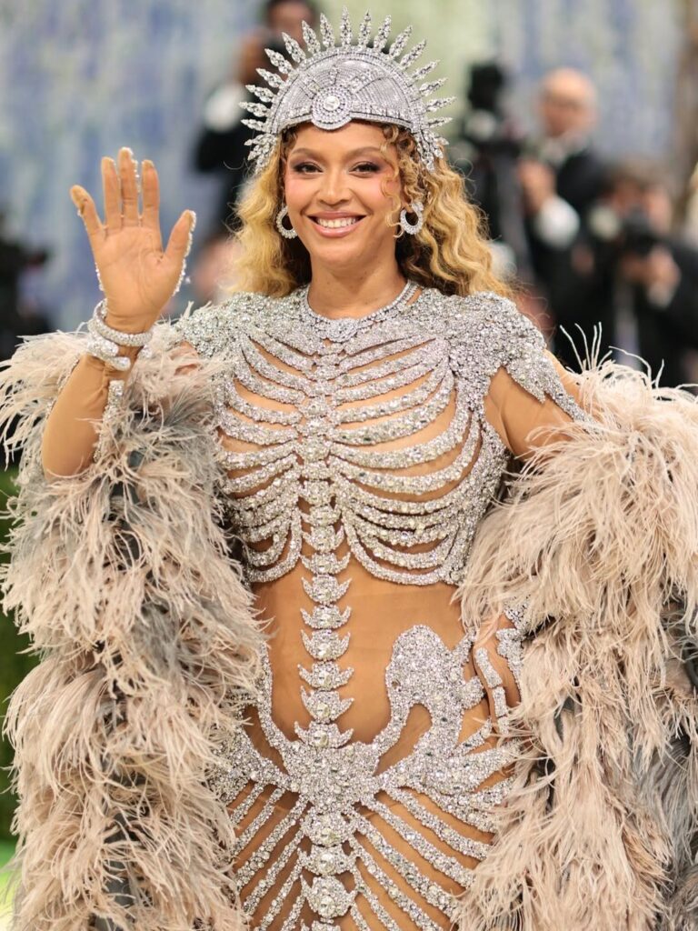 beyonce in shimmering dress
