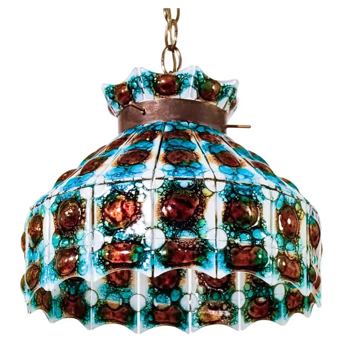brutalist stained glass pendant lamp