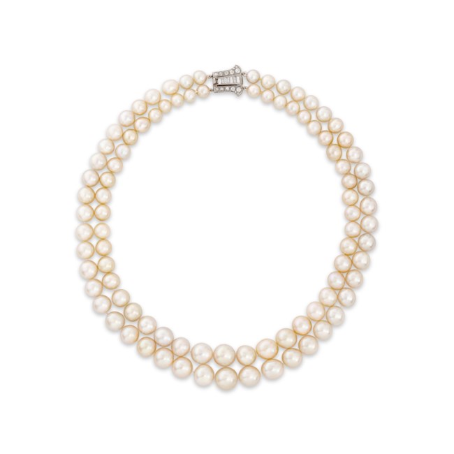double strand natural pearl necklace