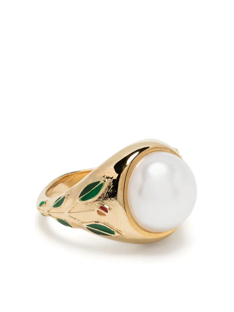 casablanca gold and pearl men jewelry ring