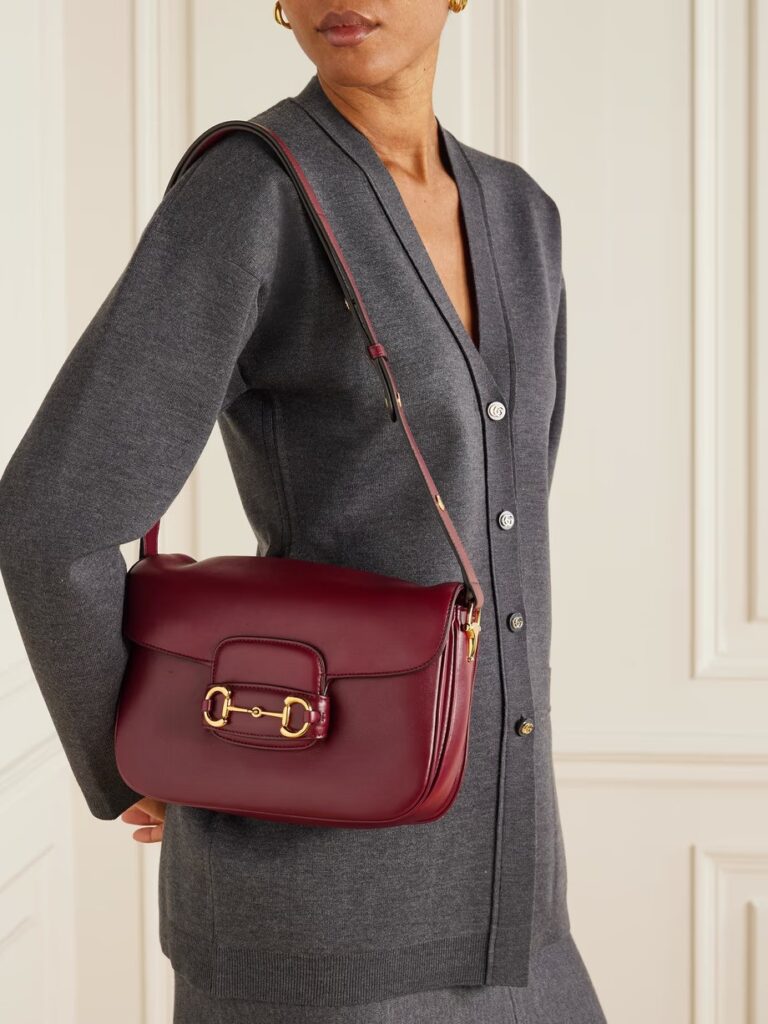 burgundy gucci horsebit bag