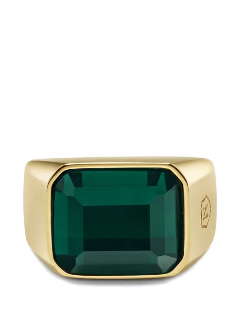 men green zircon and gold jewelry ring