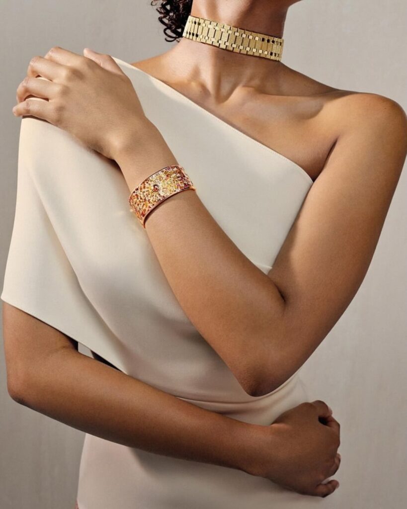 audemars piguet royal oak jewelry collection frosted gold choker and cuff