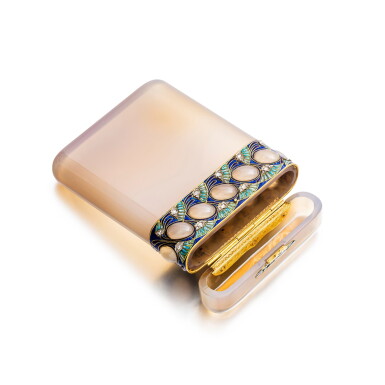 agate, enamel and diamond cigarette case