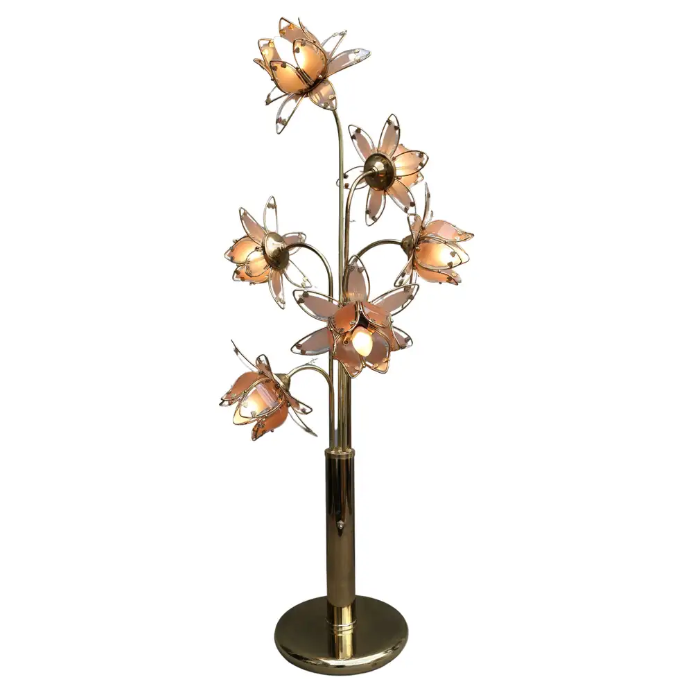 hollywood regency lotus floor lamp