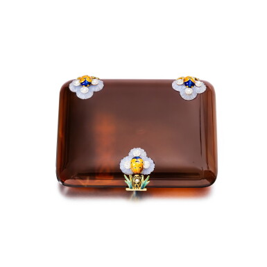 sardonyx, calcedony, enamel and diamond cigarette case objects by boucheron