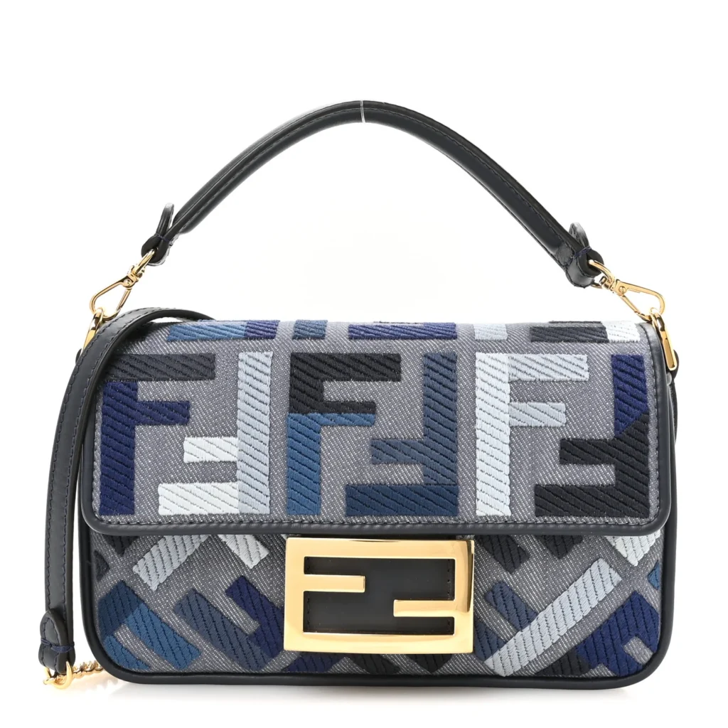 blue tones fendi baguette handbag